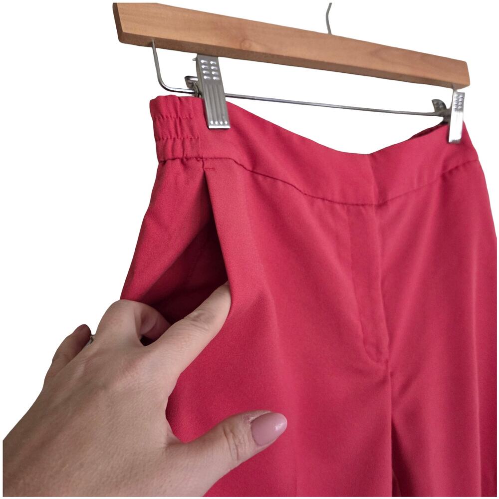 WHBM | The Wide Leg Watermelon Pink Center Press Trousers Pockets Long Tall - Picture 4 of 10